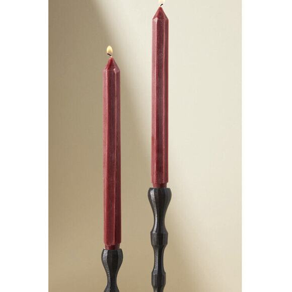 Anthropologie Apothecary 18 Golden Light Taper Candles in Wine Set of 2 - Picture 1 of 5